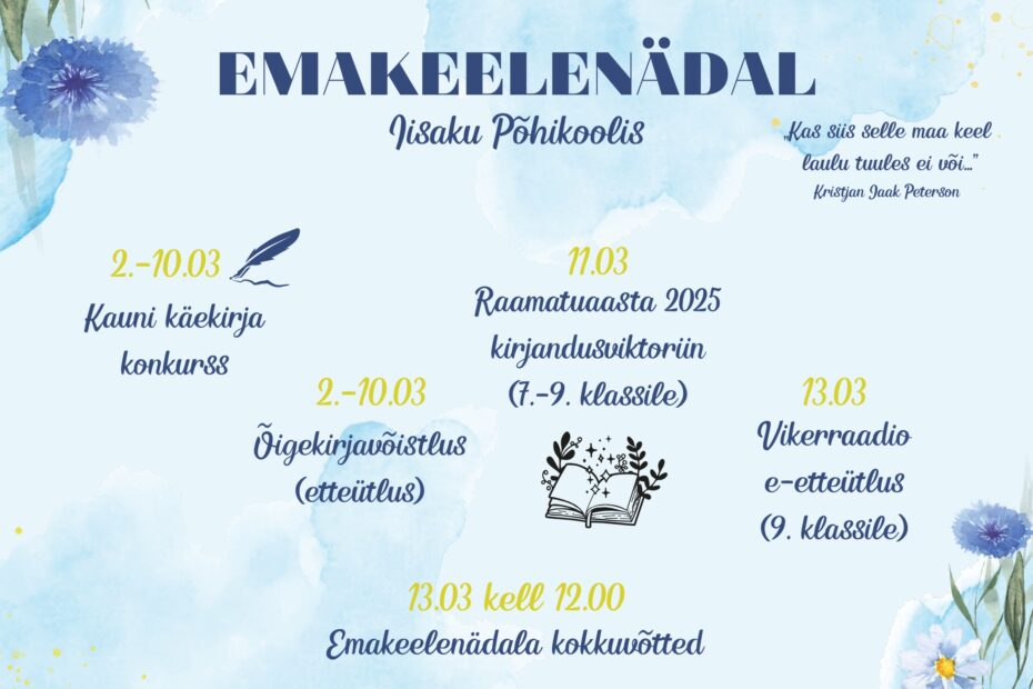 Emakeelepäevale pühendatud tegevused Iisaku Põhikoolis