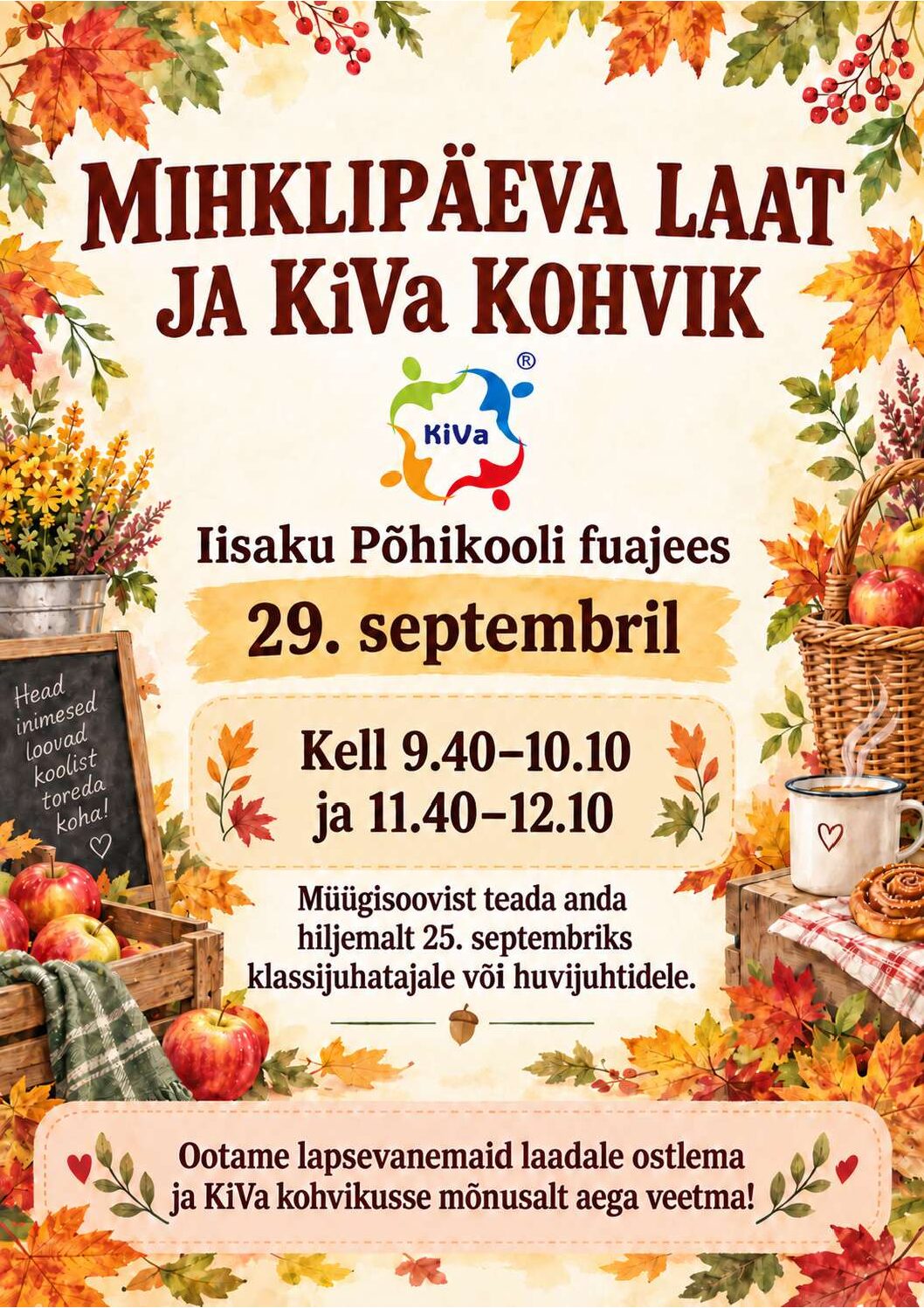 Traditsiooniline mihklipäeva laat & KiVa kohvik tulevad taas!